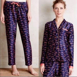 ANTHROPOLOGIE Eloise Silky Pajama Set Sweetest Dream Bicycle Print  XS/S
